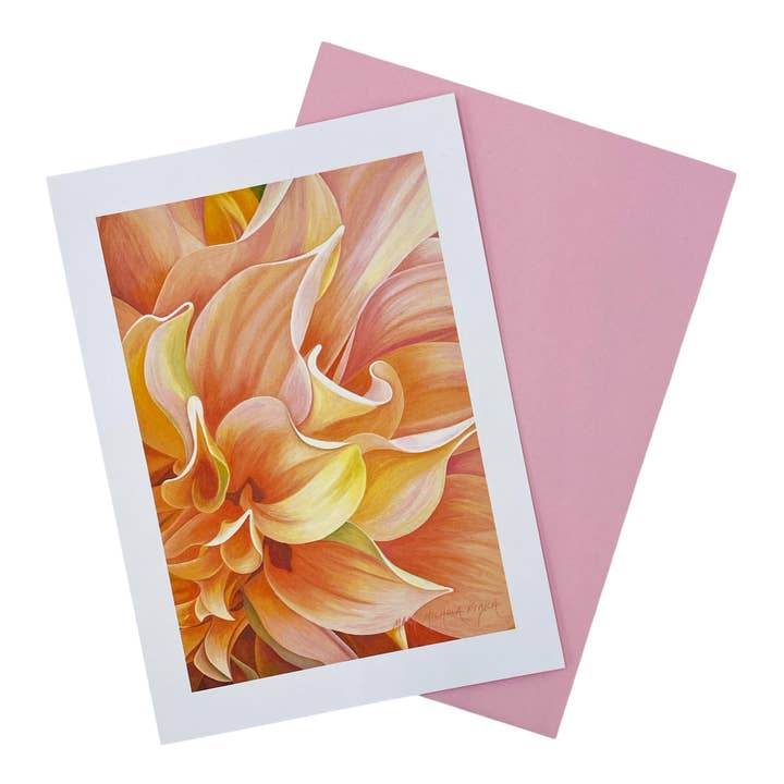 Cartes de vœux vierges Dahlia 'Ben Huston' II pour la vente par Mary Michola Fibich Fine and Fiber Art