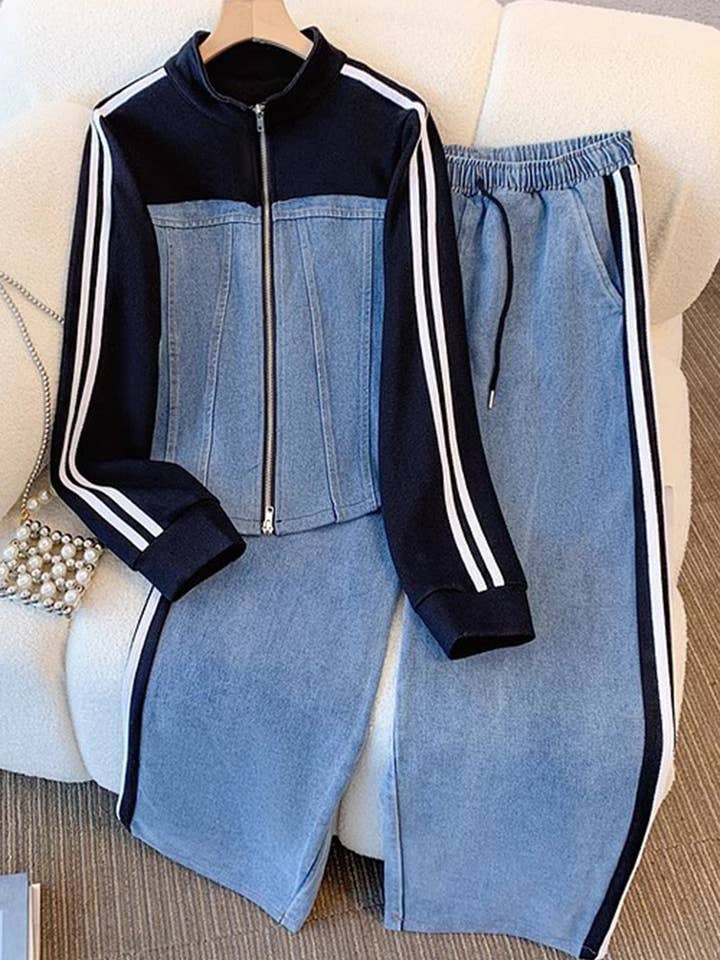 Striped Track Jacket and Pants Set for wholesale by Soli Echo