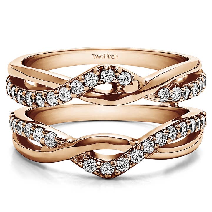 0.24 Ct. Criss Cross Infinity Ring Guard in Rose Gold for wholesale by TwoBirch