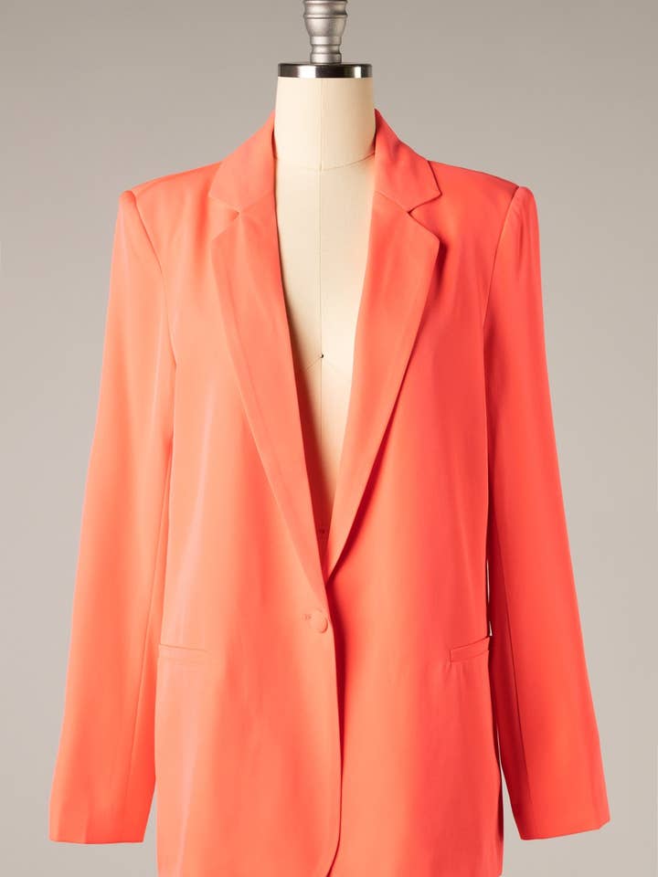 I-FS-9001ST - Solid button collared blazer for wholesale by Fascination by Intrend