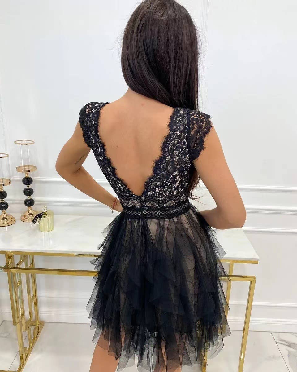 HIDDENBRAND - Wholesale Dress - Women's - Sexy V-Neck Lace Sleeveless Party Dress3