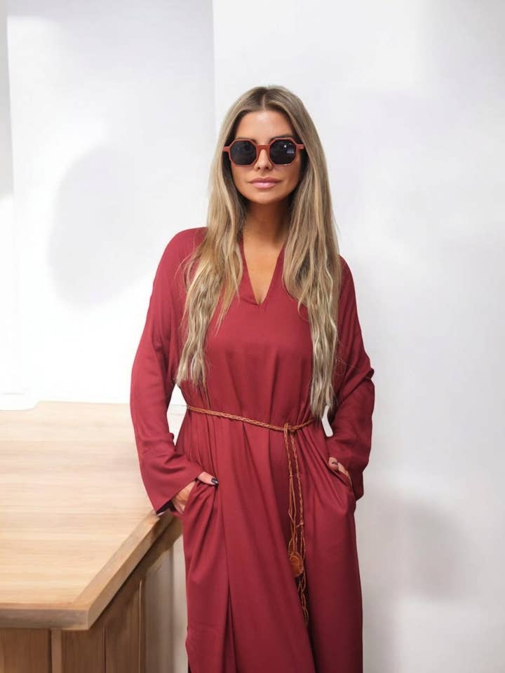 SHE CONCEPT – wholesale Klänning - Dam – VINRÖD TUNIKAKLÄNNING