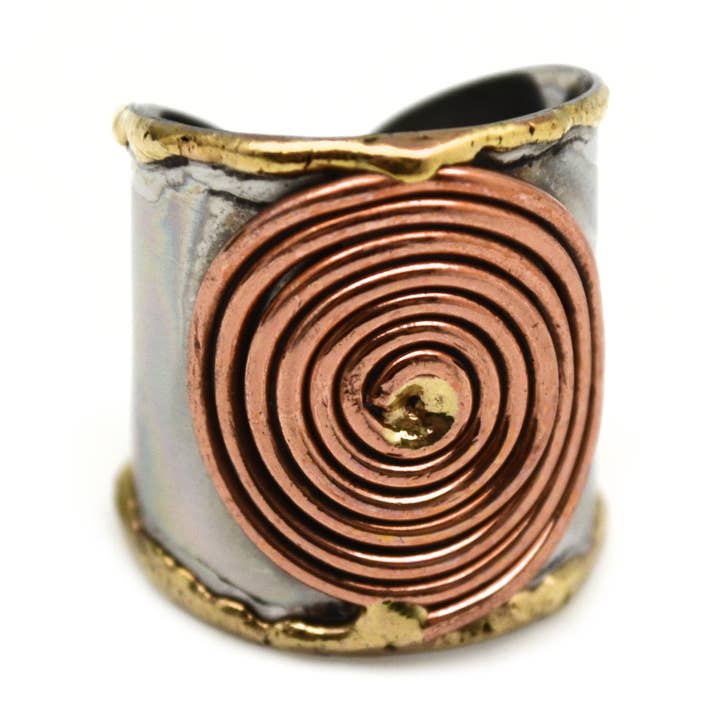 Anju Jewelry - Wholesale Cocktail/Statement Ring - Mixed Metal Cuff Ring0
