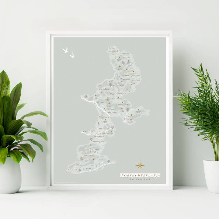 Northumberland National Park Map Print for wholesale by Britain Illustrated