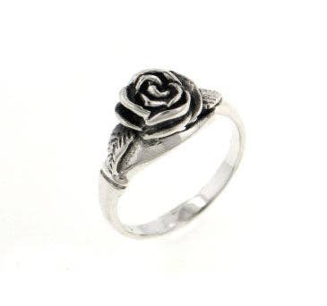 Silver Insanity - Wholesale Band/Stacked Ring - Small Sterling Silver Detailed Rose Flower Ring1