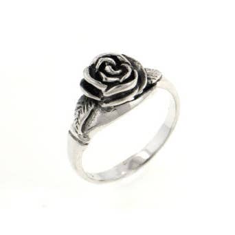 Silver Insanity - Wholesale Band/Stacked Ring - Small Sterling Silver Detailed Rose Flower Ring1