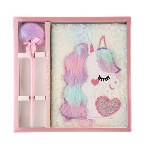 Ladies Smiling Unicorn Themed Notebook and Pen for wholesale by Nima Accessories Inc