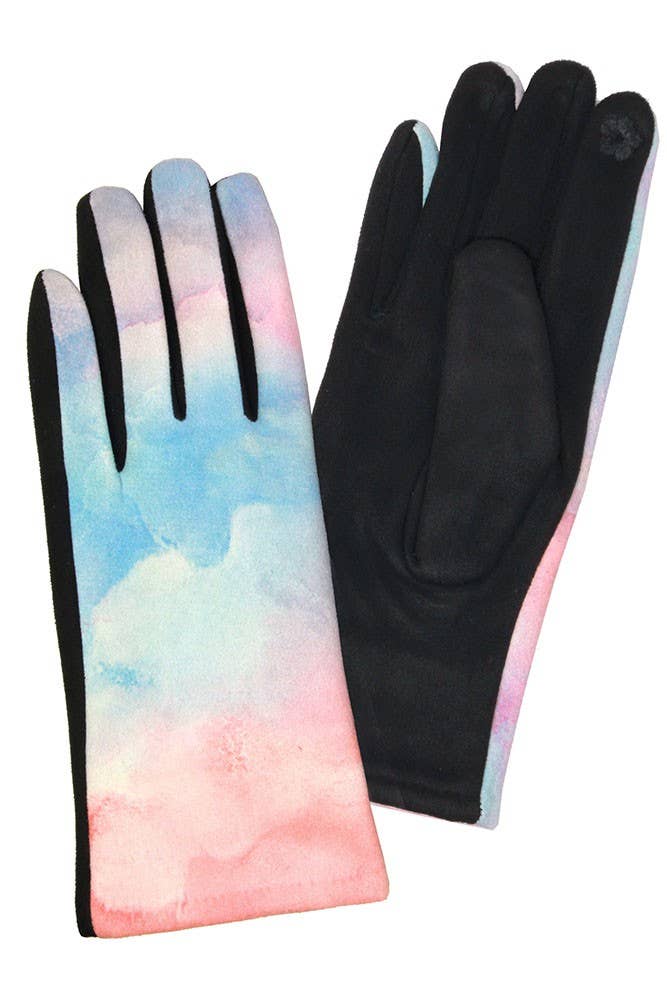 Hana - Wholesale Gloves - Women's - Tie Dye Watercolor Warm Smart Touch Gloves0