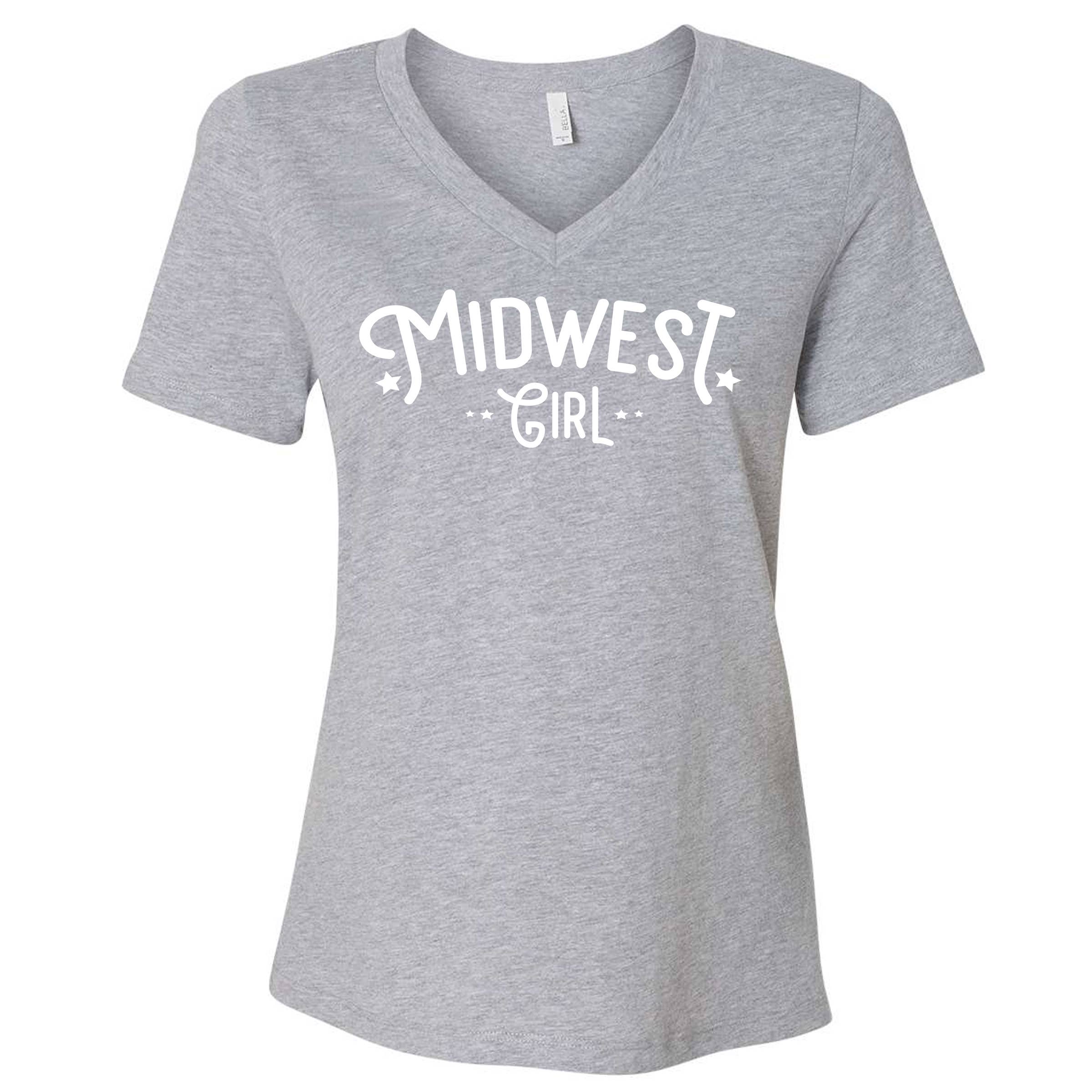 Wi-Wear - Wholesale Screen Printed T-Shirt - Women's - Midwest Girl V-Neck T-Shirt1