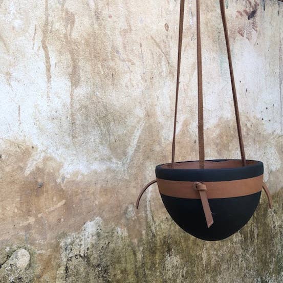 Women of the Cloud Forest - Wholesale Hanging Planter - Small Hanging Planter with Leather Hanger4
