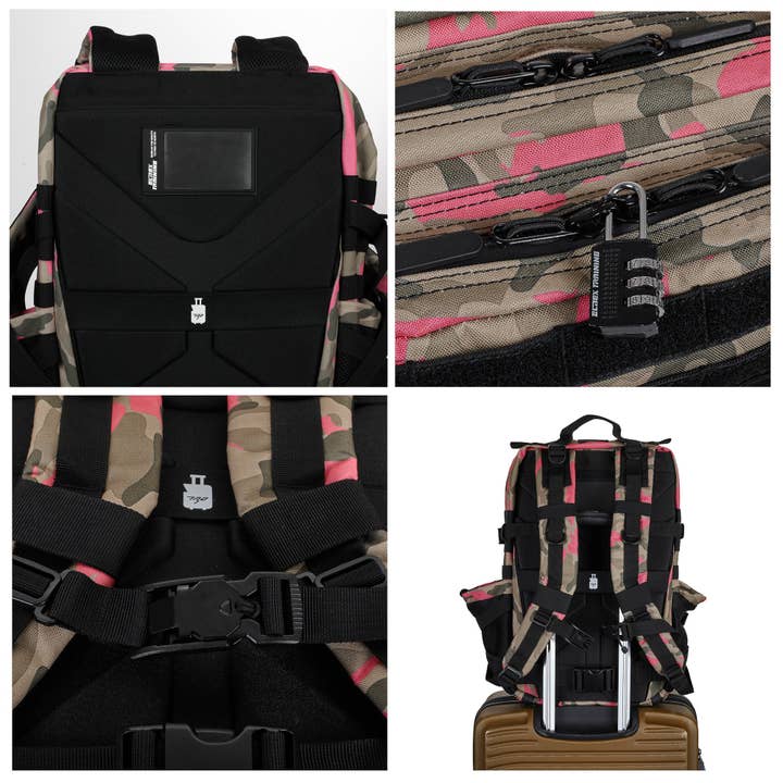 Elitex Training - Venta al por mayor Mochila - Unisex - Mochila Táctica 45L con compartimento para comida Rosa Camuflaje