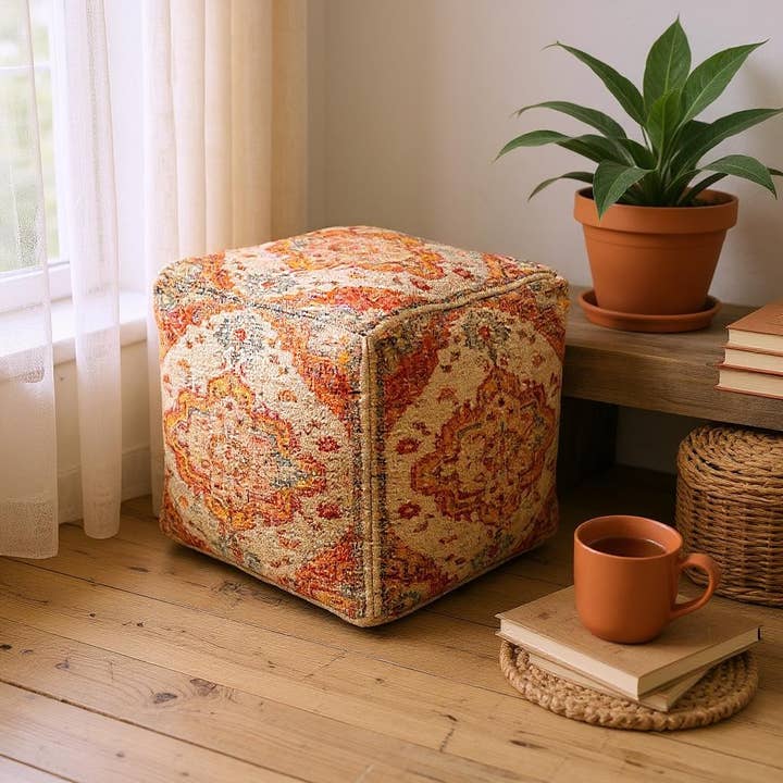 Printed Pouffe for wholesale by absolutely natural lifestyle