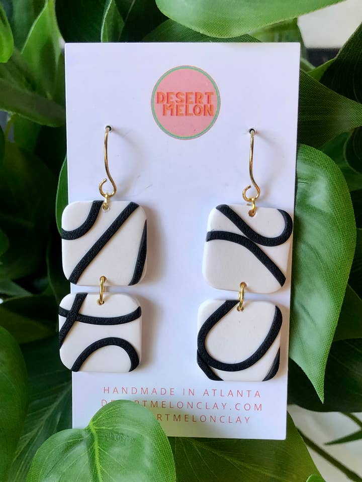 Quadratische Ribbon Dangles für den Großhandel von Desert Melon Clay