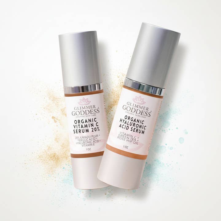 Vitamin C + Hyaluronsyre Duo – Lysnende & Fyldende Serum Sæt for Strålende, Hydreret Hud for engroshandel hos Glimmer Goddess®