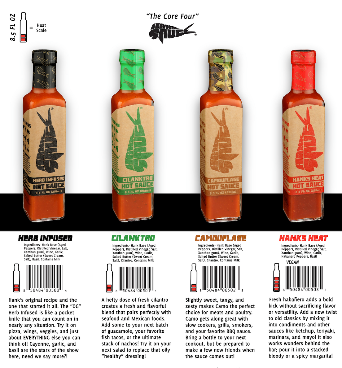 Hank Sauce – Großhandel Scharfe Soße – Gemischte Groß- und Kleinschreibung - Kern Vier1