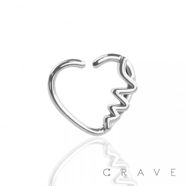 CRAVE - Wholesale Single Earring - HEART BEAT PULSE LEFT & RIGHT HEART EAR CARTILAGE RINGS4