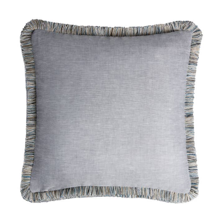 CAPRI LINEN Cushion Grey Multicolour Fringes for wholesale by Lo Decor