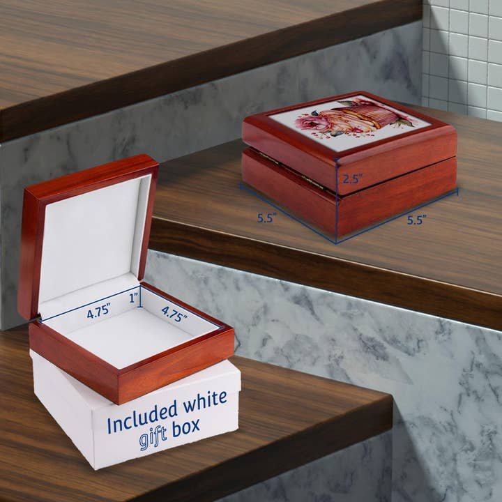 3dRose - Wholesale Jewellery box/organiser - 3dRose, Pretty Floral Pink Valentine Cupcake Illustration, Jewelry Box4