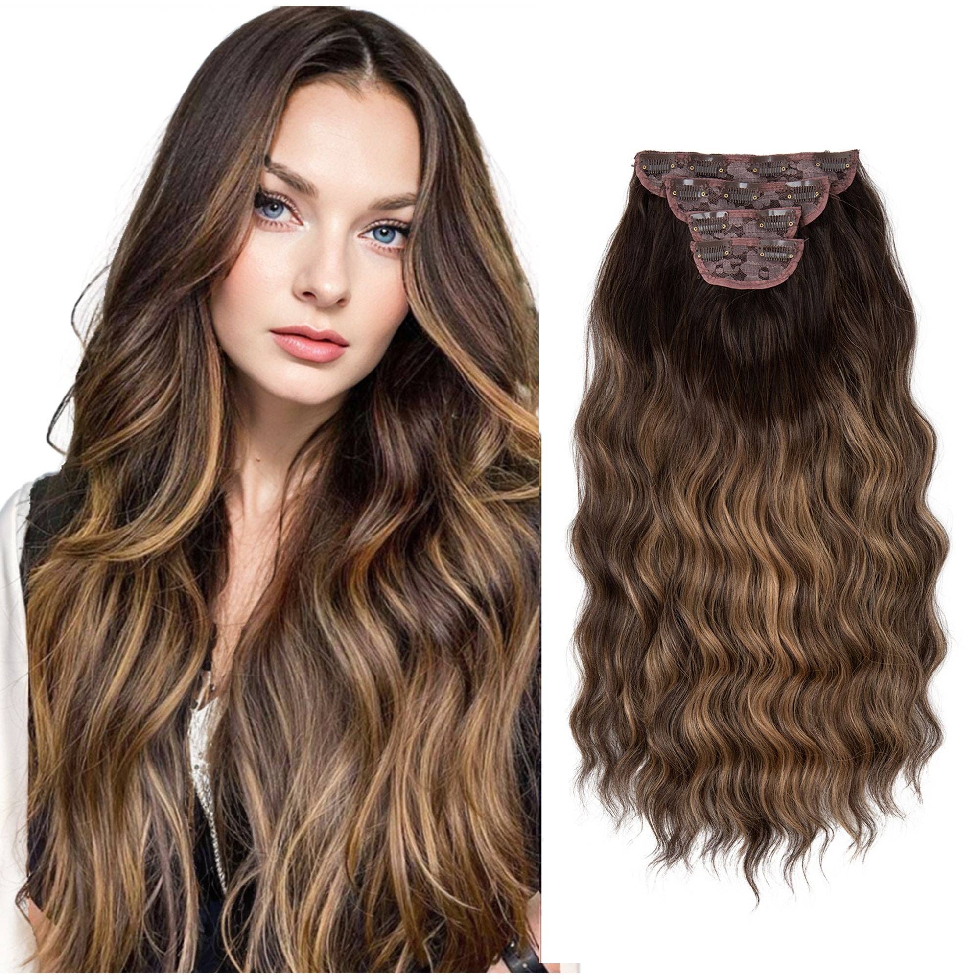 AK Brand - Wholesale Hair Extensions - Long Curly Water Ripple Clip-in Hair Extensions for Women0