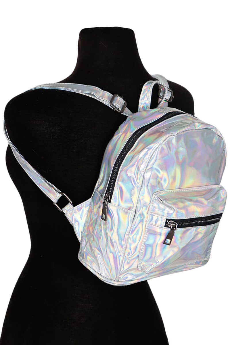 Cap Zone - Wholesale Backpack - Women's - Shiny Retro Rave Festival Metallic Gloss Backpack0