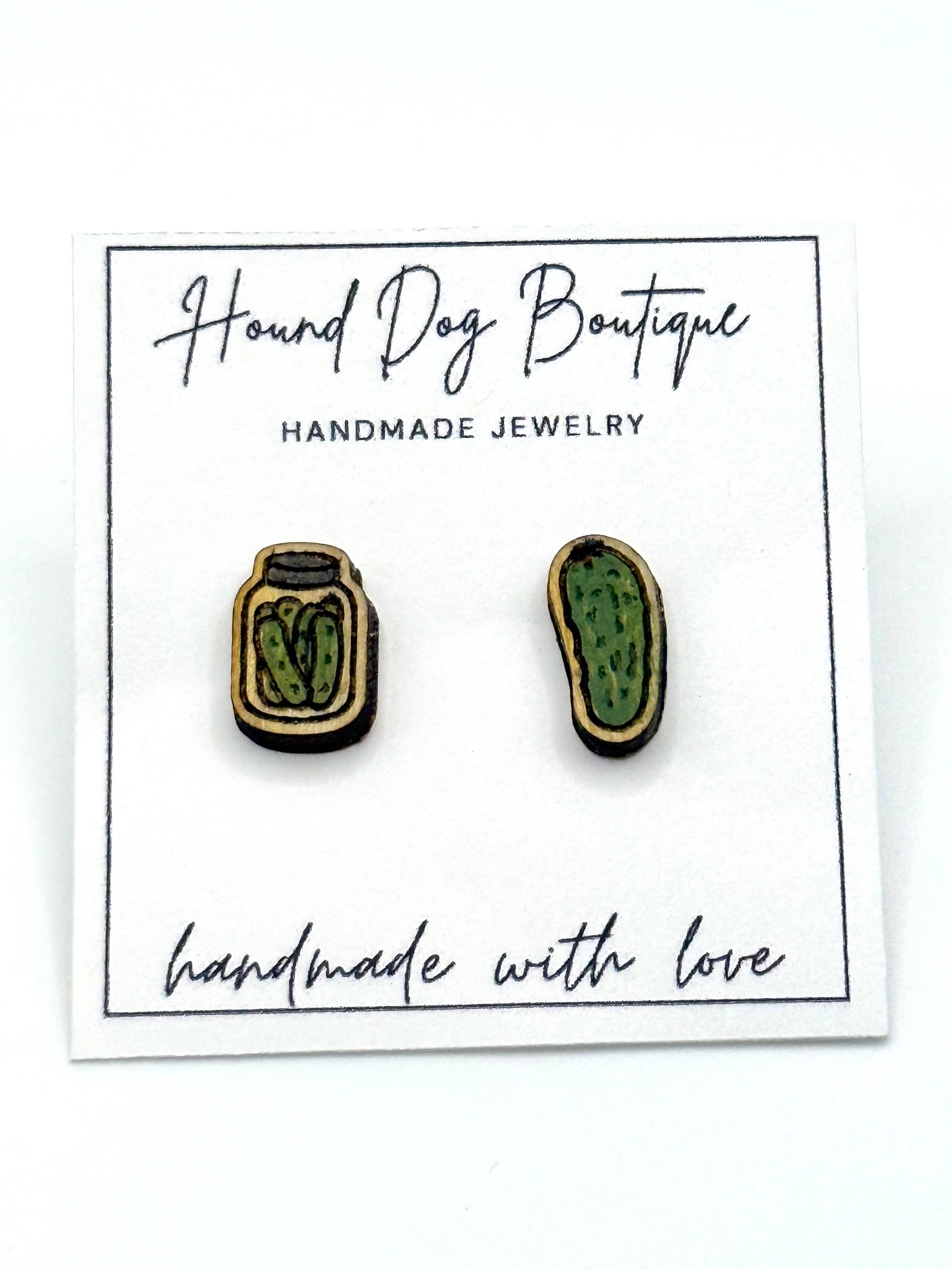 Hound Dog Boutique - Wholesale Stud/Post Earrings - Pickle & Pickle Jar Stud Earrings0
