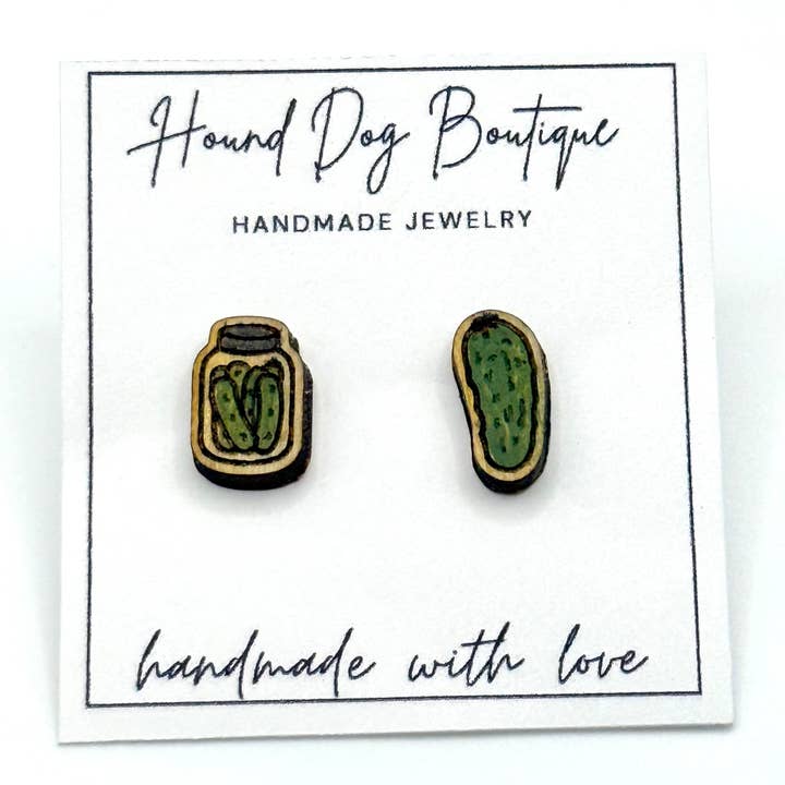 Hound Dog Boutique - Wholesale Stud/Post Earrings - Pickle & Pickle Jar Stud Earrings0