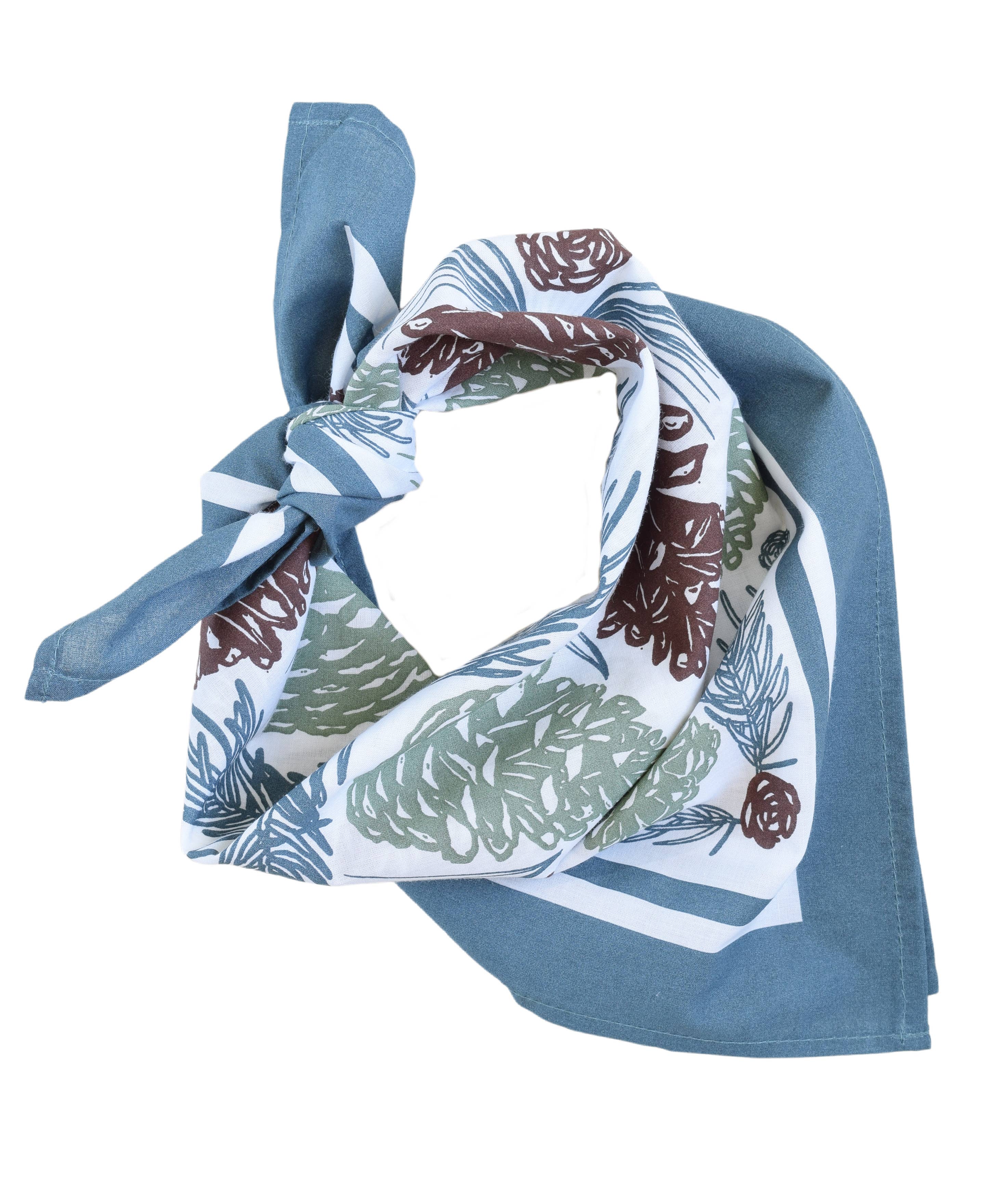 Hearth and Harrow - Wholesale Bandana - Unisex - Pine Cone Bandana - 100% Cotton - Woodland - Soft Green1