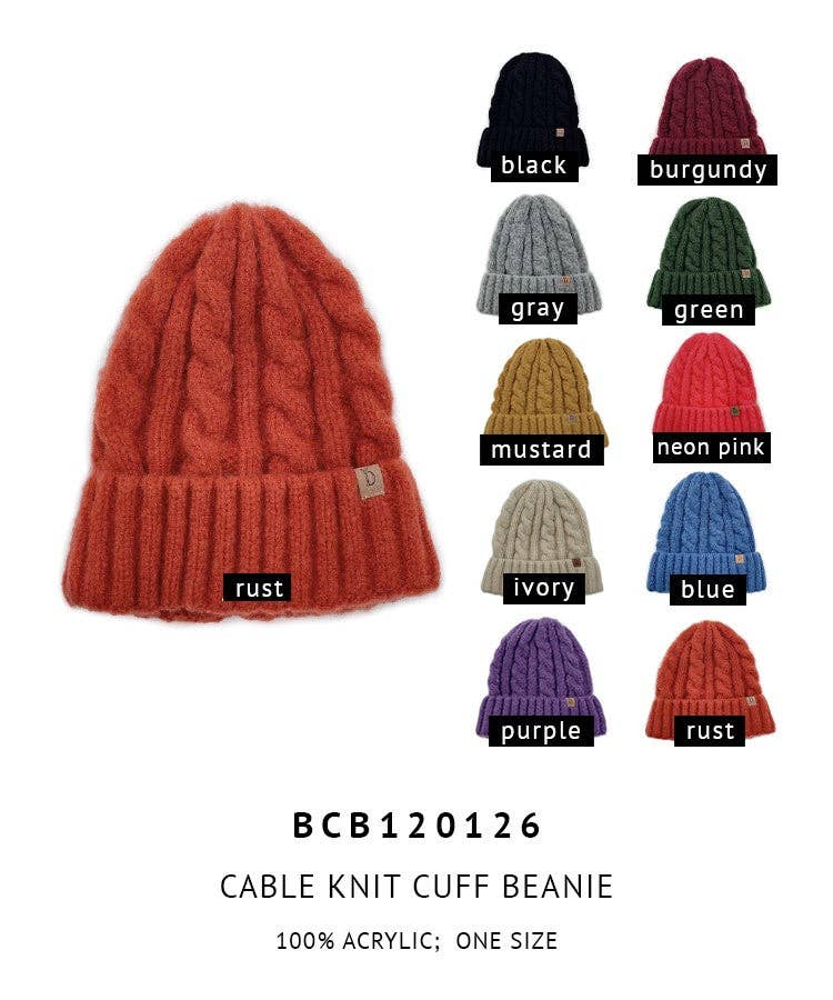 Do Everything In Love® - Wholesale Beanie - Women's - Cable Knit Cuff Beanie6