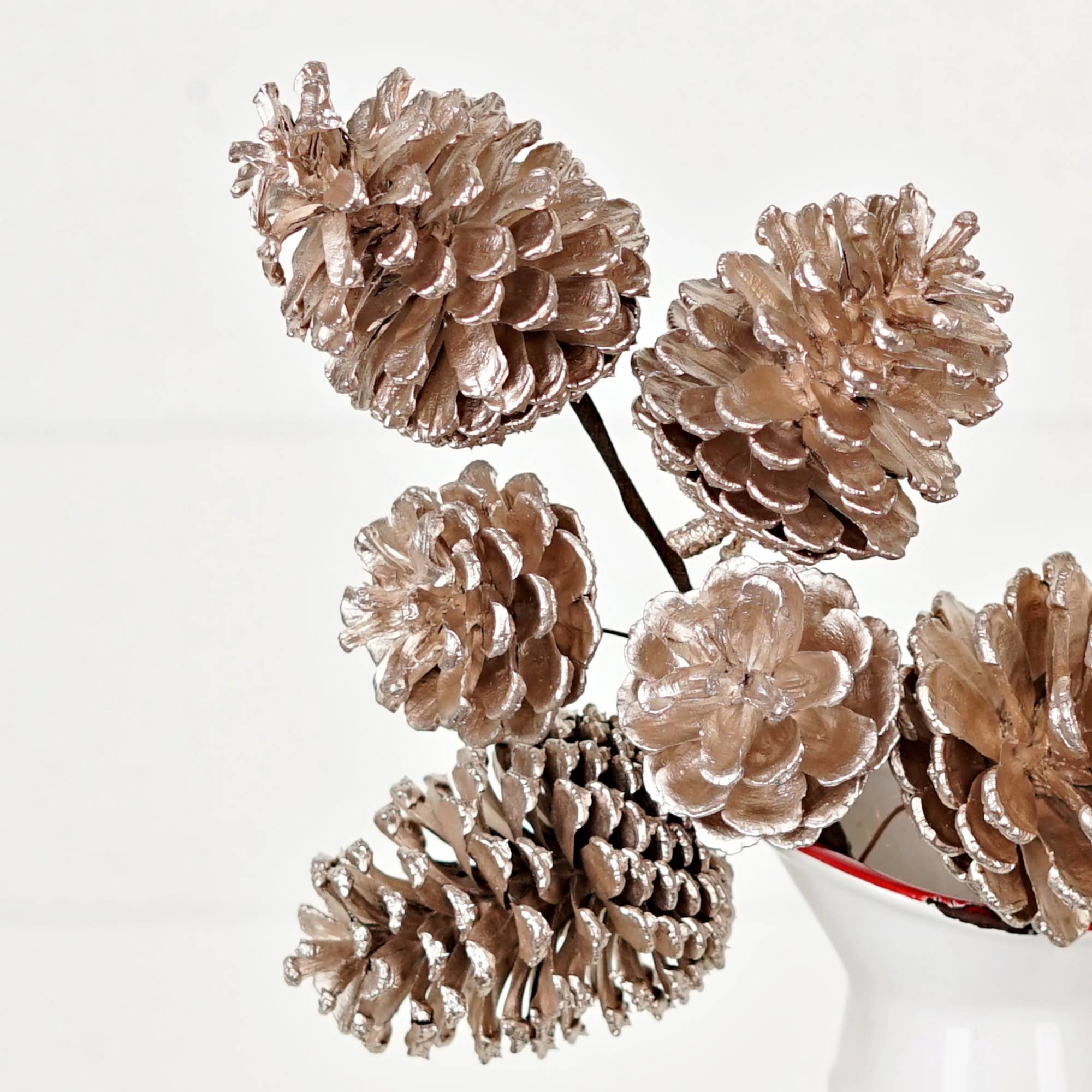 Holiday Depot Inc. - Wholesale Christmas Decoration - 570131- 14.5inL Champagne Glitter Pinecone Spray-3