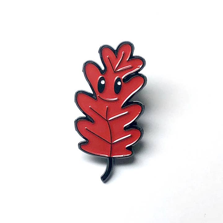 Red Oak Leaf Enamel Pin for wholesale by Oh So Simple Creations