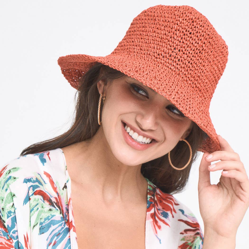 Fashion City - Wholesale Bucket Hat - Women's - Solid Colored Straw Bucket Hat4