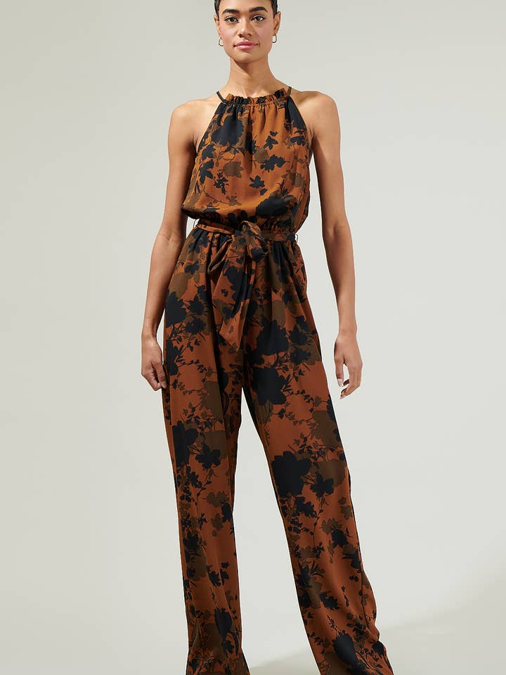 Sandy Floral Lighthearted Trapeze Jumpsuit for wholesale by Sugarlips