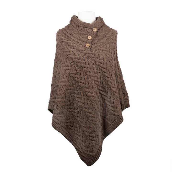 Eurostick - Wholesale Poncho - Women's - Aran Cable Button Rib Polo Poncho9