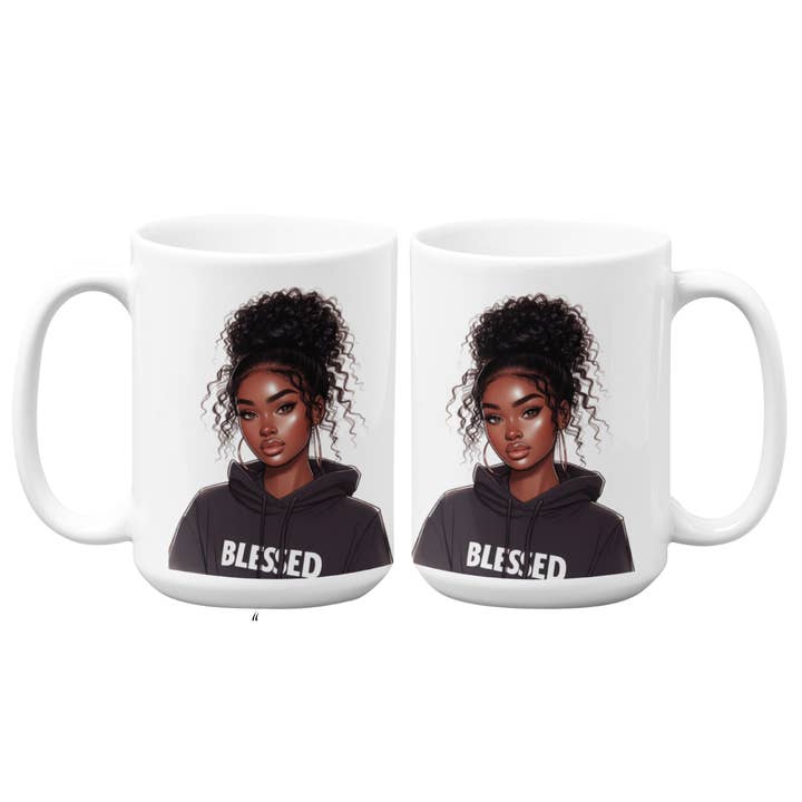 Blessed Large Mug 15oz | Black Woman for wholesale by Educup Yourself
