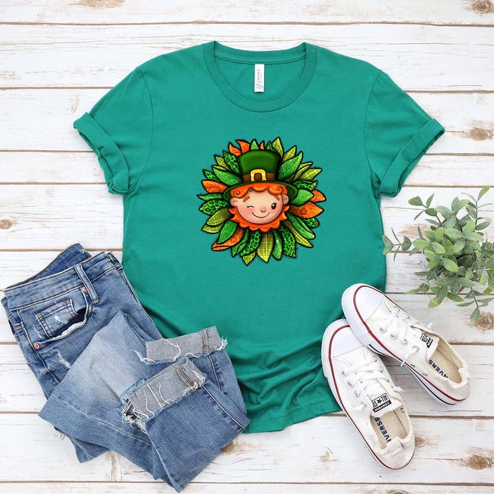 Camiseta Sunflower Leprechaun del Día de San Patricio para venta al por mayor de Sights Ink