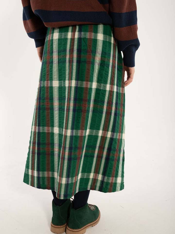 Danefae København - Wholesale Skirt - Women's - Danevisit Seersucker Skirt Dk Pine CHECK1