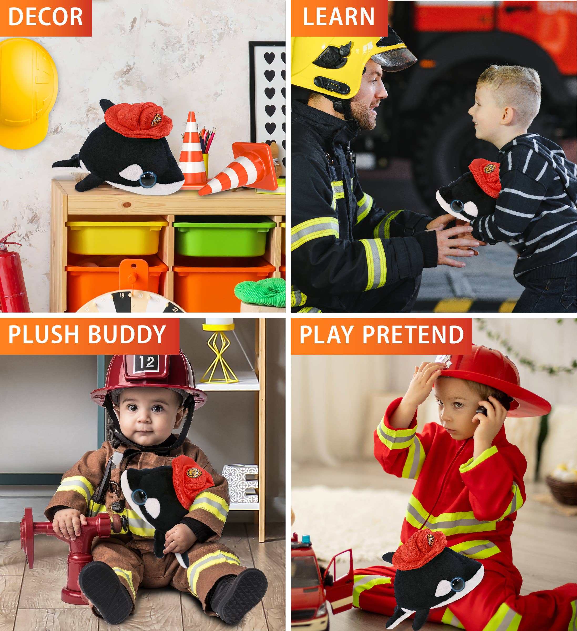Cota Global – wholesale Stuffed/plush toy – Kids & baby – Plush Fireman - Big Eye 6" Plush - Killer Whale3