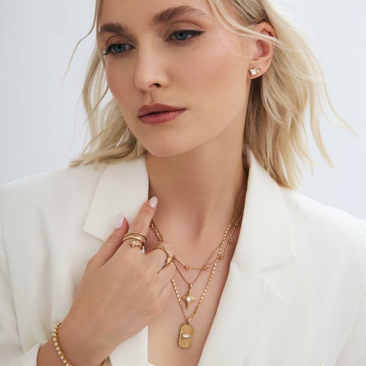 Elizabeth Stone Jewelry - Wholesale Stud/Post Earrings - Stellina Studs - Mother of Pearl2