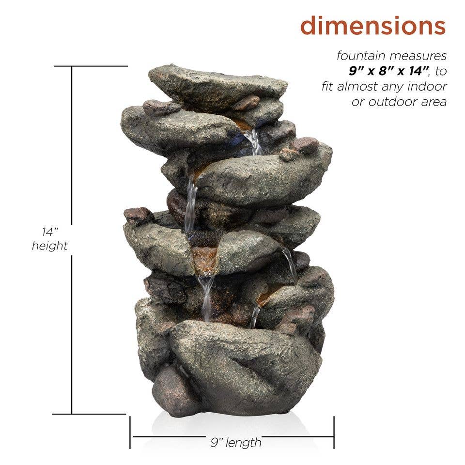 Alpine Corporation - Wholesale Decorative Tabletop Object - Alpine Corporation Rainforest Tabletop Fountain w LED Light1