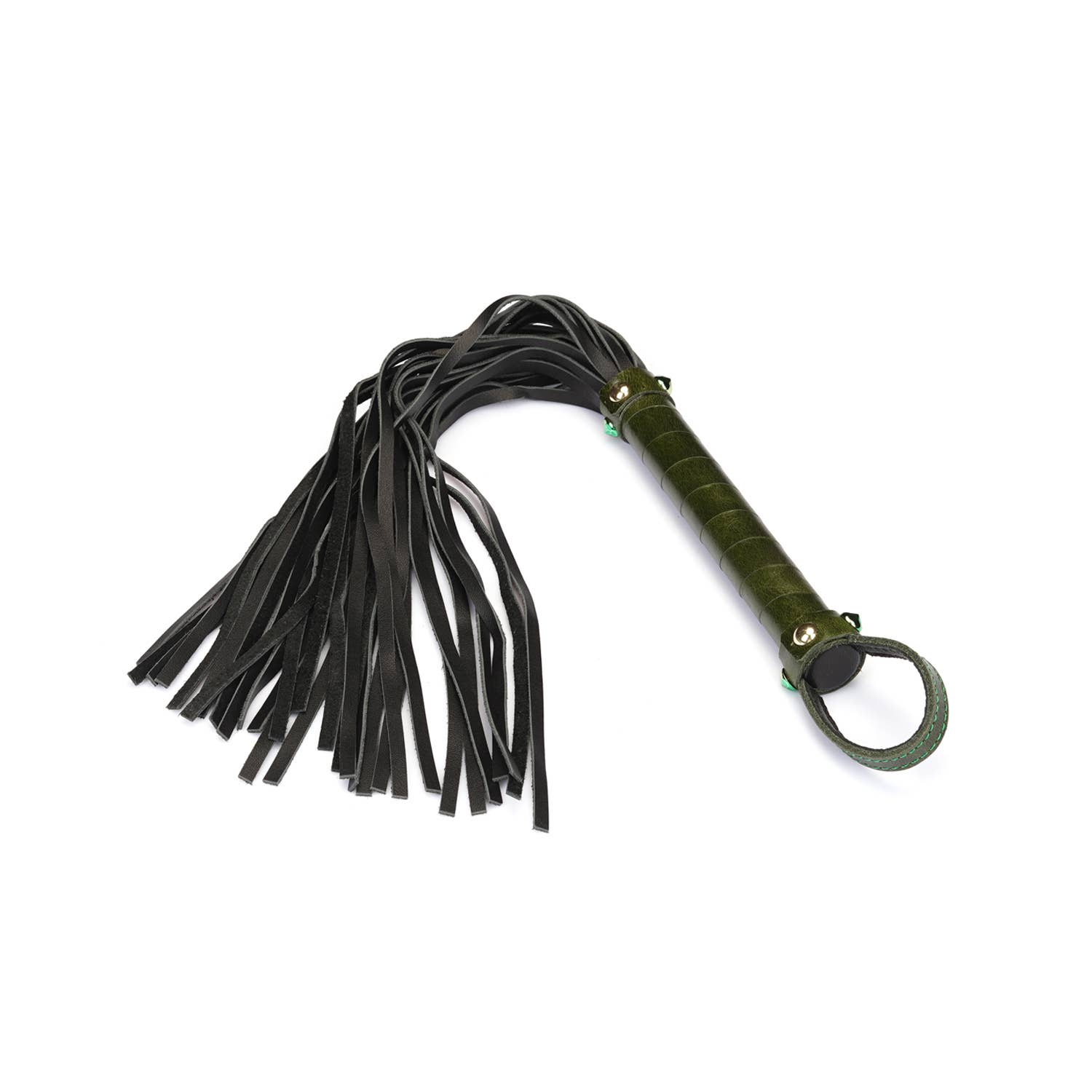 Liebe Seele - Wholesale Sex Toy - Luxury Green Leather Flogger with Green Rivets