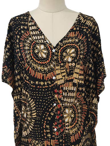 Rosa Clothing - Wholesale Blouse - Women's - Vibrant Boho Pattern V-Neck Blouse