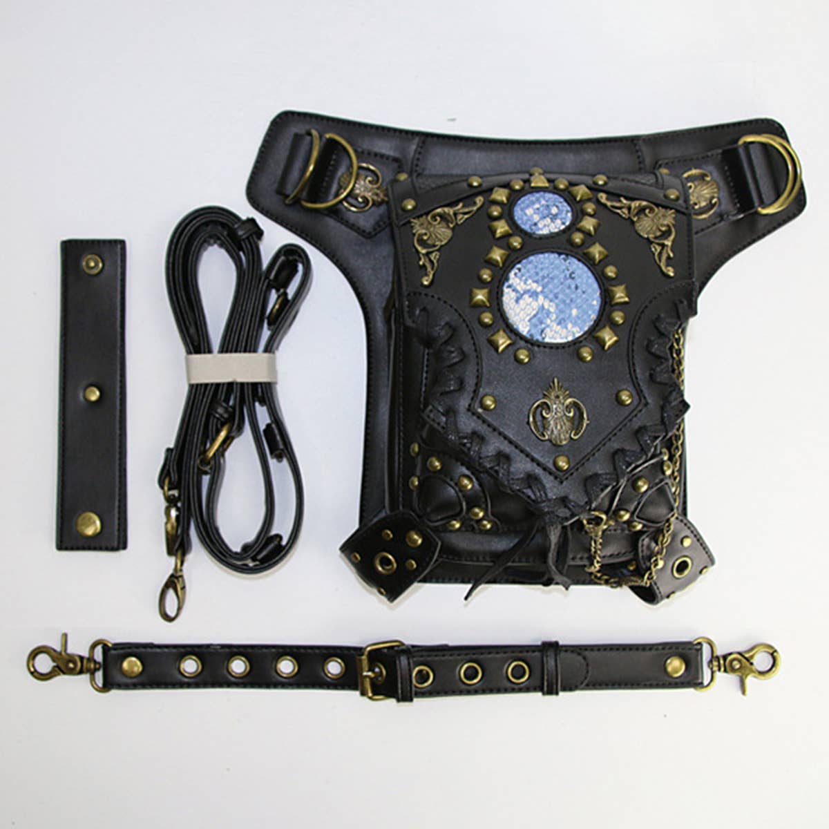 Black STEAMPUNK ONE-SHOULDER DIAGONAL BAG PURSE_CWAB0639 for wholesale on Faire5