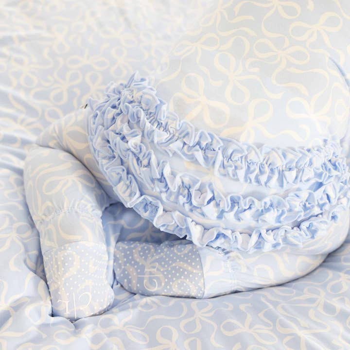 Caden Lane - Wholesale Jumpsuit - Baby - Blue-tiful Bows Ruffle Zipper Footie6