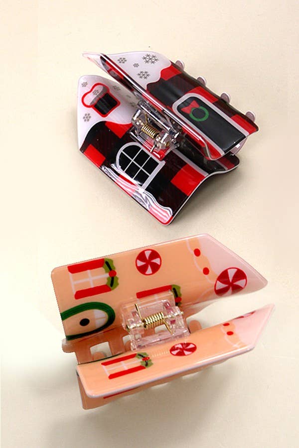 JOSSLYN by wall to wall - Wholesale Hair Clip - Women's - CHRISTMAS GINGER BREAD HOUSE HAIR CLAW CLIPS | 40H8144