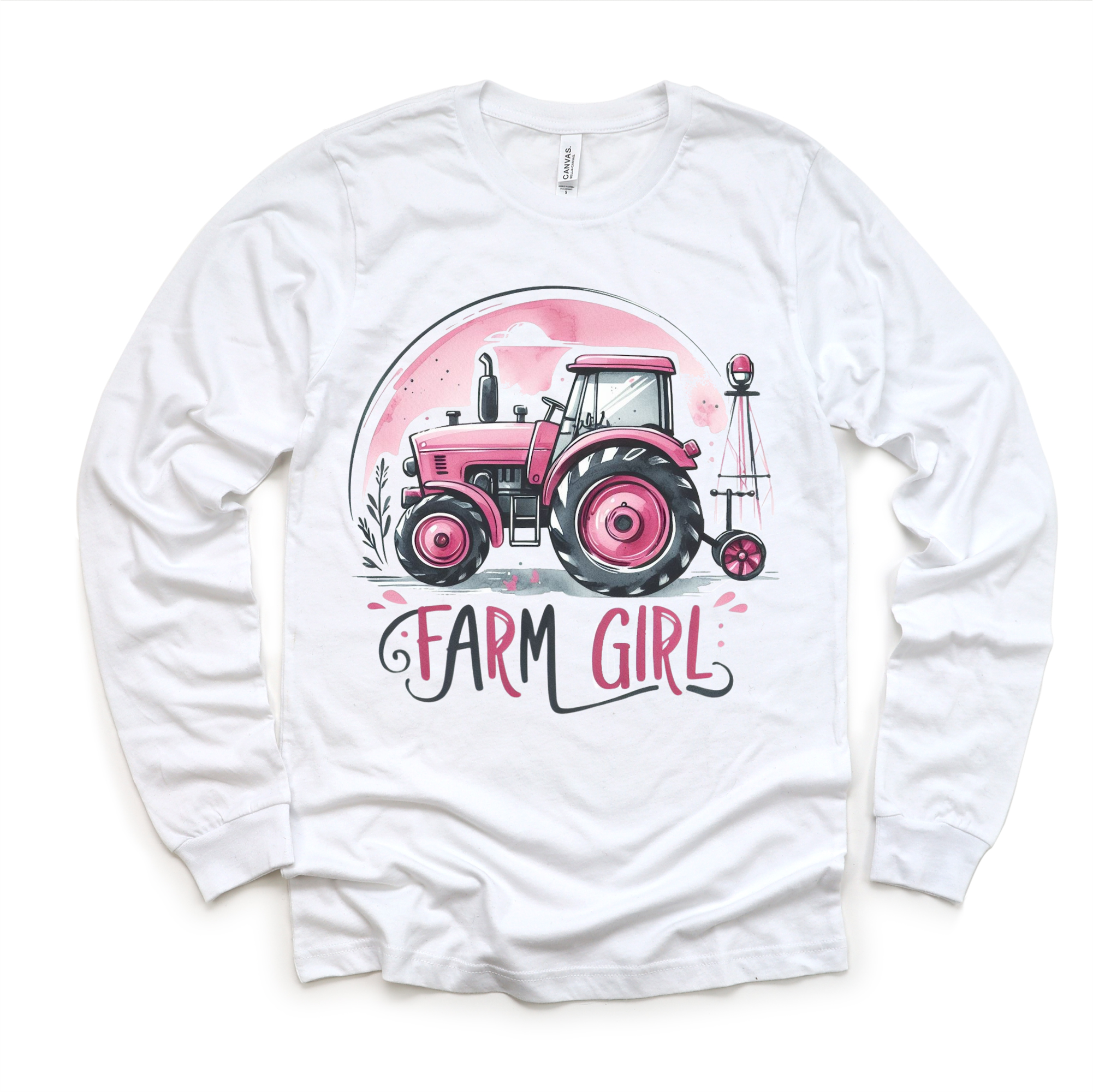 Madi Moosh - Wholesale Screen Printed T-Shirt - Kids - Farm Girl Pink Tractor Shirt - Girls Tractor Shirt6