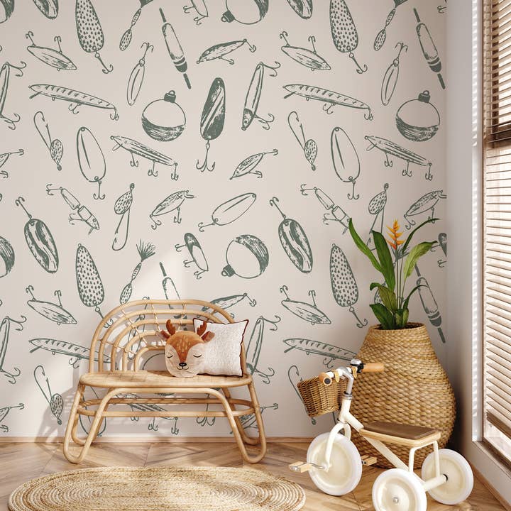 Papel pintado Bait de Kim Hallquist Designs para venta al por mayor de Loomwell Home Goods