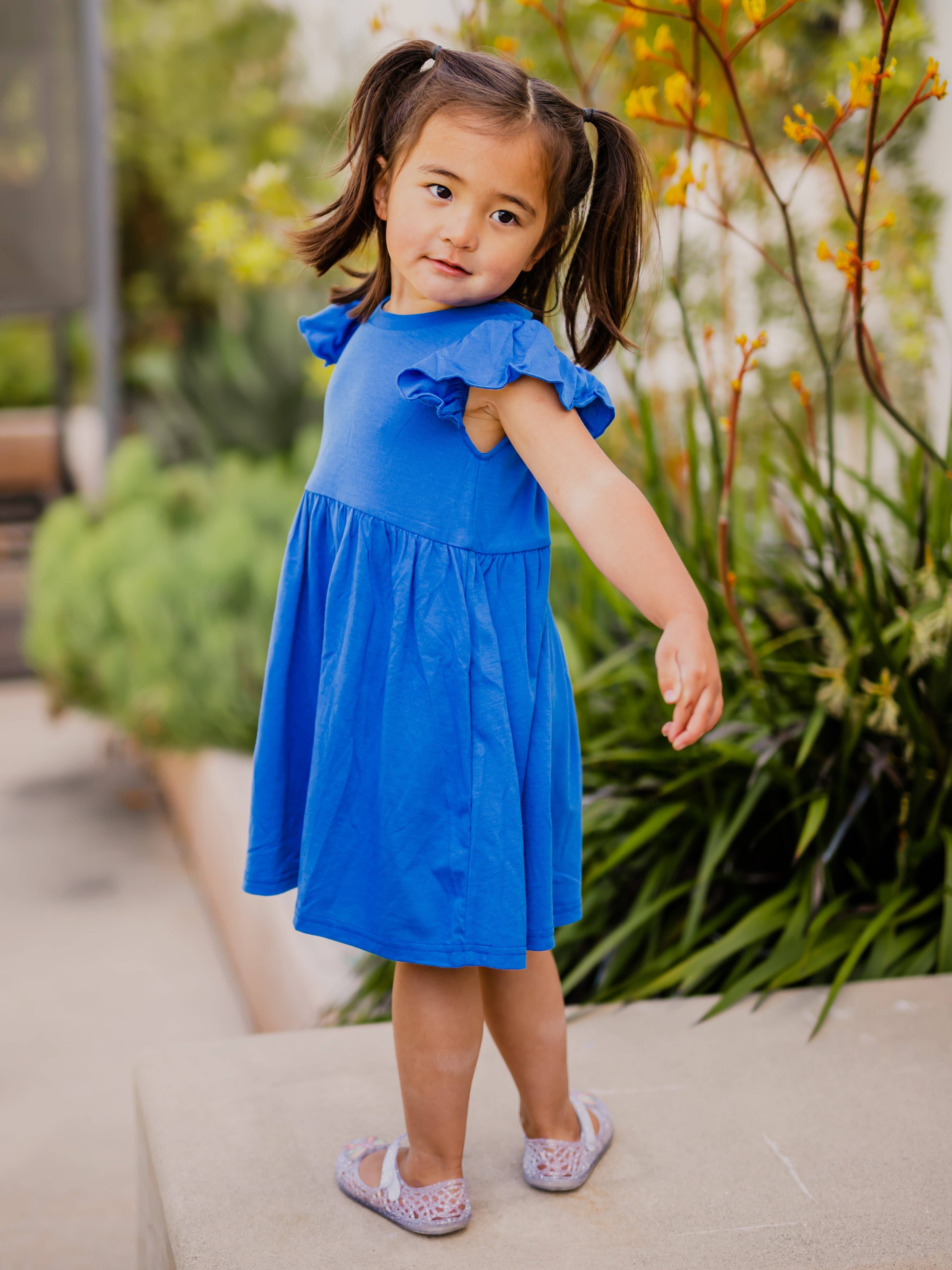 Tickled Teal - Wholesale Dress - Kids - Ruffle Sleeve Little Girls Dress5