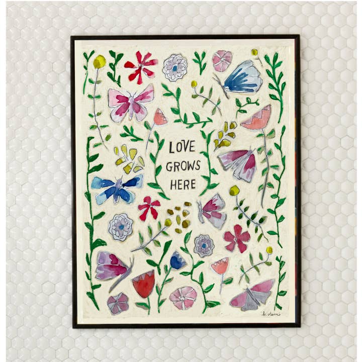 Art Print (8x10). Butterflies and Flowers Love Grows for wholesale by Blueberry Road Cards
