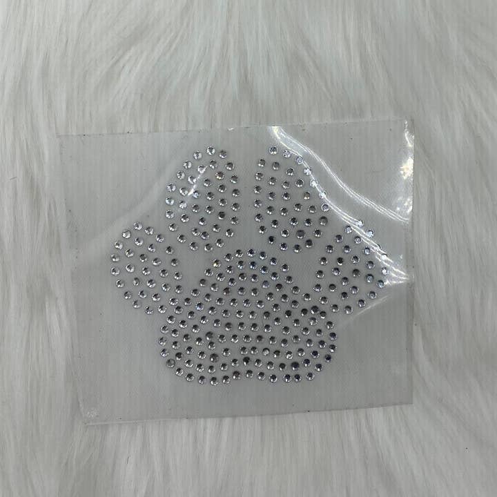 3" Rhinestone Paw Print, Iron on Hotfix Rhinestone Transfer for wholesale by Wholesale Applique