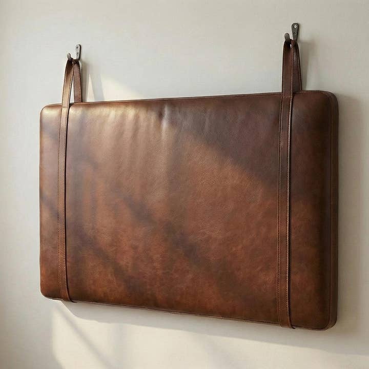 Moroccan Handmade Leather Headboard with Double Straps for wholesale by Troussi